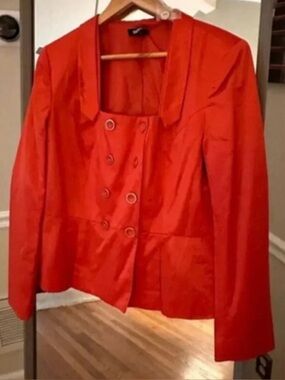 Metrostyle Blazer Jacket Women's Orange Sateen Size 12
